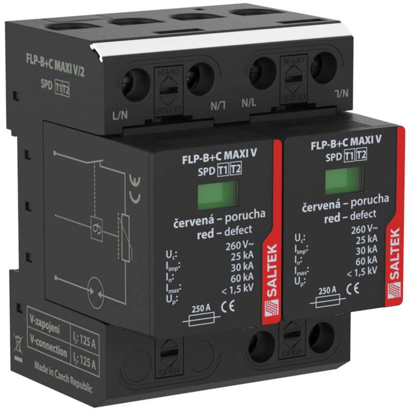 Комбінований обмежувач імпульсної перенапруги FLP-B+C MAXI V/2, T1+T2 (25 кА)