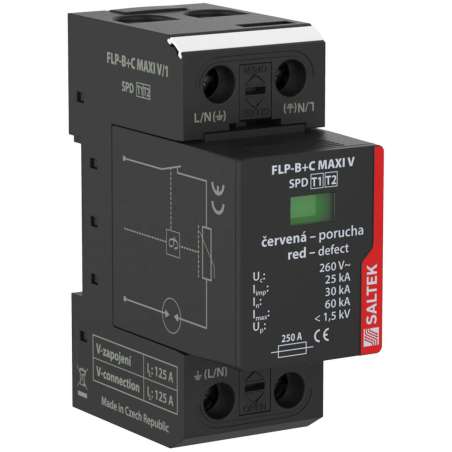 Ограничитель импульсных перенапряжений FLP-B+C MAXI V/1, T1+T2 (25 кА), 1P, TN, сменный модуль
