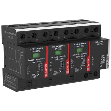 Комбинированный ограничитель перенапряжений FLP-B+C MAXI V/3+1, T1+T2 (25 кА), 3+1, TT, сменные модули