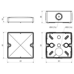Коробка монтажна усилена герметична, сіра 80х80мм, IP 66, KSK 80_KA Kopos