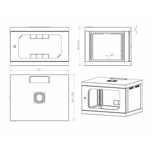 Шафа серверна настінна (AHTEK), 19", 9U, 570х450х512 (ADК-09U64)