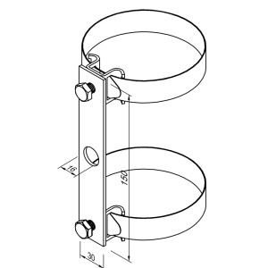 Хомут подвійний для ізоляційной штанги, D до 300 мм (StZn/Ni) Leo Lightman Лео Лайтмен, LL-H26/33
