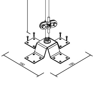 Основание нержавеющее L190 для крепления молниеприёмника 1,5 м - 2 м,  LL-M11/13 Leo Lightman, (411133)