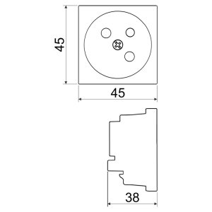 Розетка силова QP 45X45_BB C З/К QUADRO красна, KOPOS KP-QP 45X45_BB