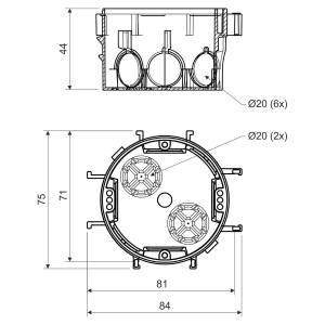 Коробка приборная 75х44 ПВХ серая KP-KP 67/2_KA Копос