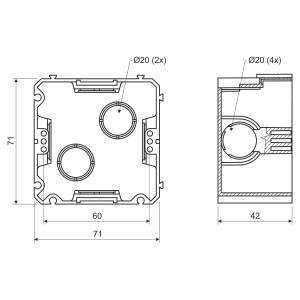 Коробка приборная 71х71х42 ПВХ серая KP-KP 67X67_KA Копос