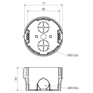 Приборная коробка диаметр 74х43 ПВХ серая KP-KP 68_KA Копос