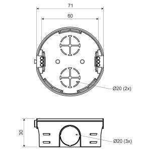 Приборная коробка диаметр 73х30 ПВХ серая KP-KP 68/2_KA Копос