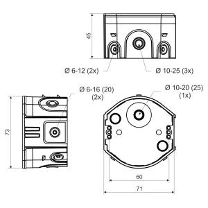 Коробка приборная диаметр 73х45 ПВХ серая KP-KP 68/D_KA Копос