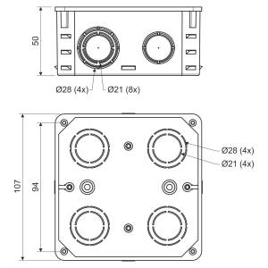 Коробка распределительная с крышкой 107х107х50 ПВХ серая KP-KO 100_KA Копос