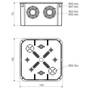 Коробка распределительная с крышкой KO 125 V 132х132х72 ПВХ серая KP-KO 125_KA Копос