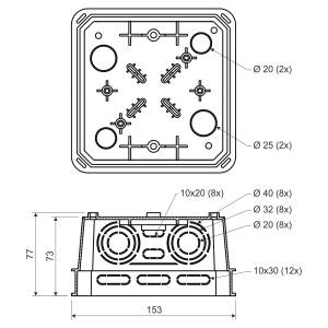 Коробка распределительная с крышкой V 125/1 150х150х77 ПВХ серая KP-KO 125 E_KA Копос