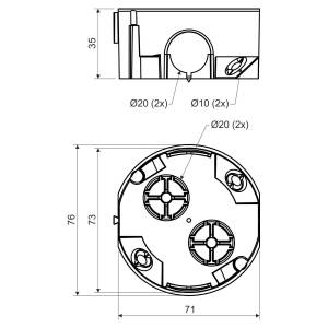 Коробка універсальна 73х35 ПВХ жовта KP-KU 68/71L1_NA Копос