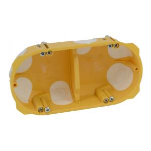 Подвійна ізоляційна коробка приладова з еластичними вводами 142х70х40 ПВХ жовта KP-KPL 64-40/2LD_NA Копос