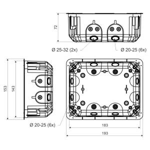 Распределительная коробка с крышкой V 180 193х153х72 ПВХ желтая KP-KO 180/LD_NA Копос