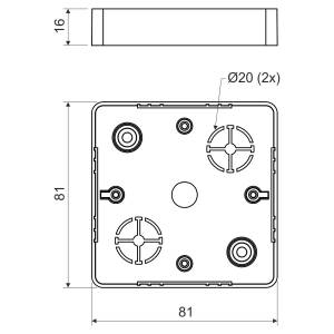 Коробка приборная VLK 80/R с крышкой 82х82х16 ПВХ белый для кабельных коробов KP-LK 80R/2_HB Копос