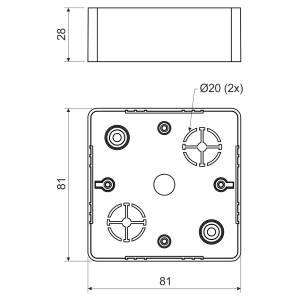 Розподільна коробка 81х81х28 ПВХ білий для кабельних коробів KP-LK 80X28R/1_HB Копос