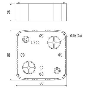 Изоляционная коробка 80,5х80,5х28 ПВХ бук для кабельных коробов KP-LK 80x28 T _I1 Копос