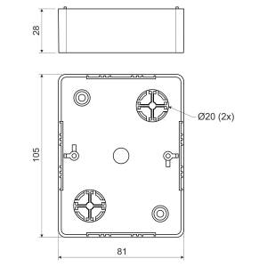 Коробка приборная двойная безгалогенная 104х80х28 белый KP-LK 80X28 2ZKHF_HB Копос