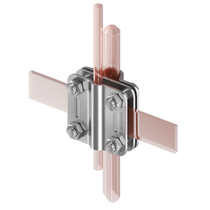 З'єднувач Quadro, для з'єднання блискавкоприймача та дроту, нержавіюча сталь (Ni), Leo Lightman, LL-C04/13, (204133)