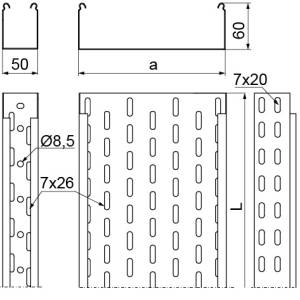 Лоток кабельный 100мм, листовой, с боковой стенкой высотой 60 мм, KCL100H60/3