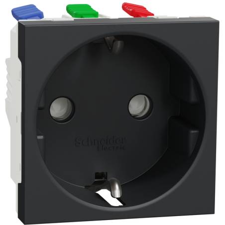 Розетка силова QS 45X45 C_FB QUADRO чорна, з контактами для заземлення та захисними заслінками (SCHUKO), KOPOS KP-QS 45X45 C_FB