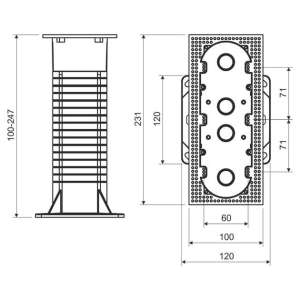 KEZ-3_KB Коробка приладова тримісна  ПП, 100х230х250мм, KOPOS
