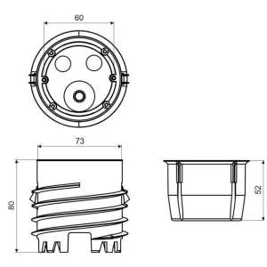 Подрозетник-коробка приборная для термоизолированых фасадов толщ. от 80 мм, ПП, 72х53/80,  KEFZ 80_KB