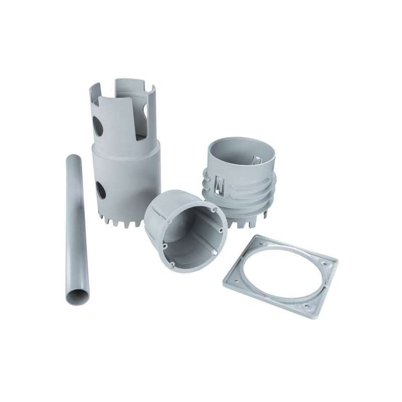 Комплект підрозетник-коробка приладова для термоізольованих фасадів та інструмент товщ. від 80 мм, ПП, 72х53/80,  KEFZ 80/VDZ_KB