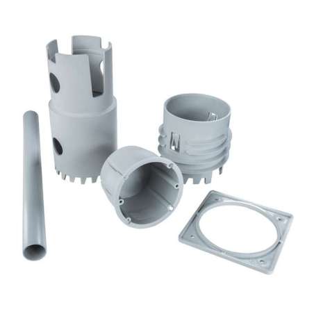 Комплект підрозетник-коробка приладова для термоізольованих фасадів та інструмент товщ. від 80 мм, ПП, 72х53/80,  KEFZ 80/VDZ_KB